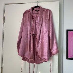 JLUXLABEL Pink Satin Shorts Lounge Set